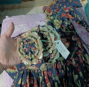 Elegant Floral Print Anarkali Suit