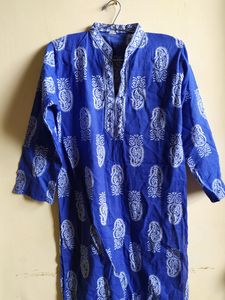 Hand-Block Printed Blue Cotton Kurta