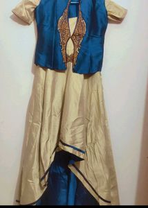 Khaki Dress & Blue Jacket With Pant For 30 Bust