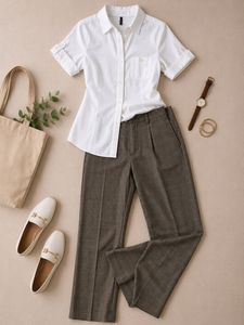 Classic White Short Sleeve Button-Up Shirt