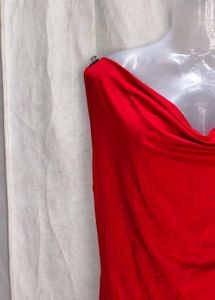 Chic Red Sleeveless Drape Dress