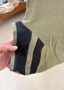 Olive Green T-Shirt with Black Stripes