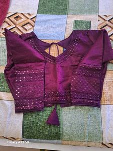 WINE COLOUR saree with Fancy work blouse