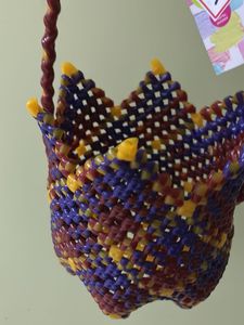 Handwoven Plastic Flower Basket