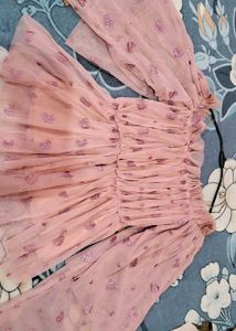 Sheer Heart Print Peplum Top