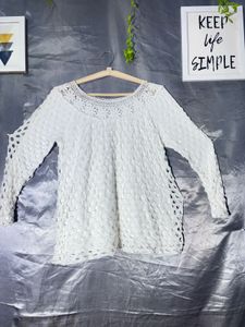 Elegant White Crochet Top