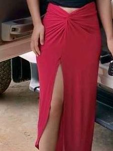 Chic red maxi skirt