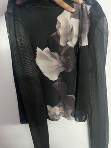 Sheer Floral Print Long Sleeve Top