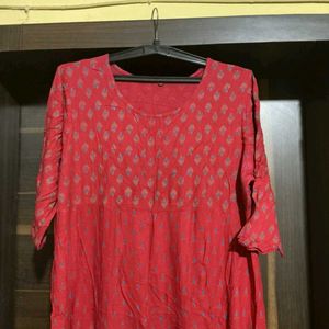 Elegant Red Printed anarkali