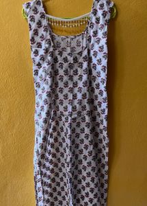 White Kurta with Floral Print