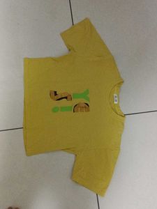 Yellow Graphic Print Cropped T-Shirt