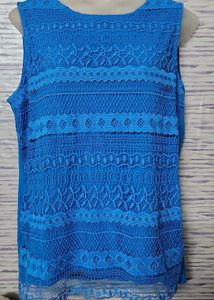 Blue Lace Sleeveless Top