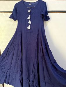 Elegant Navy Blue Kurta with Tassels