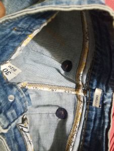 Preloved Blue Ribbed Waist 30 Denim
