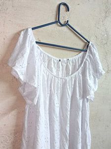 Oversized Broderie Anglaise Off-Shoulder Top
