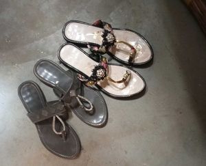 Embellished Thong Sandals - Set of 2