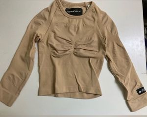 ADIDASWomen Solid Round Neck Beige T-Shirt