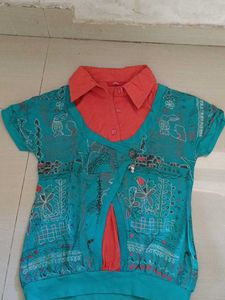 Blue & Orange Printed top