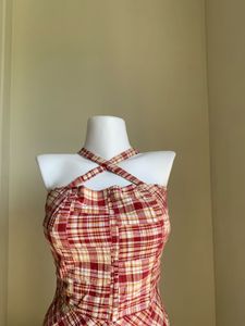 Chic Plaid Halterneck Dress