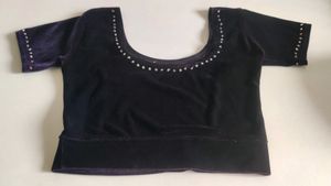 Velvet Crop Top with Embellishments