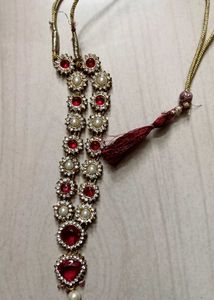 Elegant Red & Pearl Necklace Set