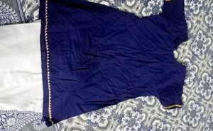 Elegant Navy Kurta Set with White Bottoms
