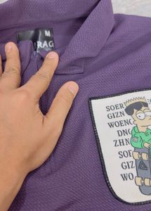 Men's Purple Long Sleeve Polo Shirt with Graphic