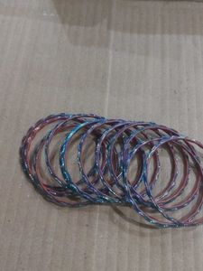 Stunning Blue Wave Metallic Bangles Set