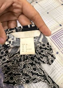 Stylish Black and White Patterned Dress