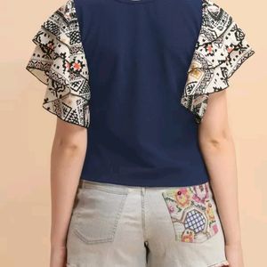 Paralians Crop Top For Women (Navy Blue, M)