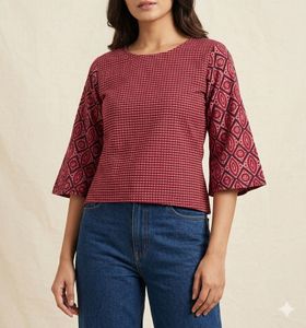 Chic Bell Sleeve Printed Top