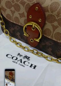 Coach Signature Monogram Crossbody Bag with dust c