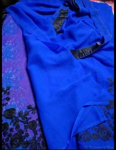 Blue saree with beautiful Yellow Blouse