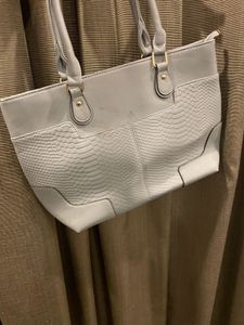 Stylish Gray Faux Snakeskin Tote Bag