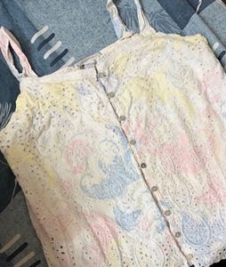 Pure cotton sleeveless top- Chic Eyelet Floral Top