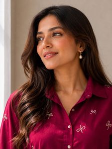 Elegant Red Embroidered Shirt