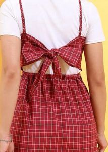 Red Plaid Button-Up Mini Dress