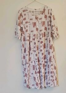 White Dress with Abstract Print