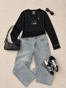 🖤Black Glitchez Long-Sleeve T-Shirt🩶
