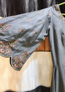 Elegant Grey Anarkali Gown full size