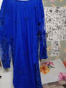 Blue Embellished Occasion Dress