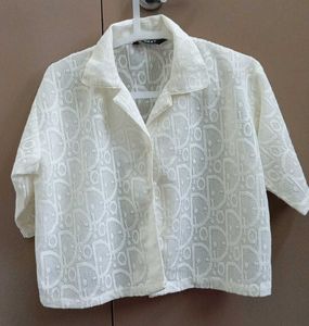 Next White Lace Button-Up Shirt