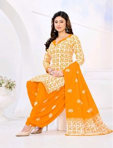 Orange batik pure cotton suit