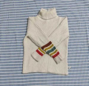 Striped Sleeve Turtleneck Sweater