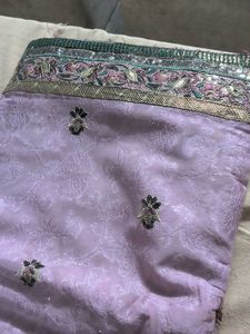 Elegant Lavender Embroidered Saree