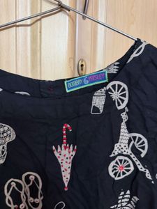 Funky Printed Black Crop Top