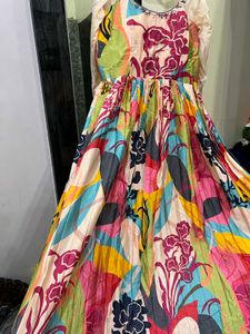 Vibrant Floral Pleated Gown