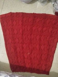 Vibrant Red Ethnic Print Skirt fabric