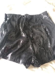Imported Black Beaded Embroidery Shorts.