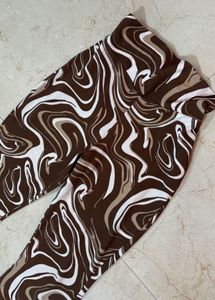 Brown graphic bootcut trousers